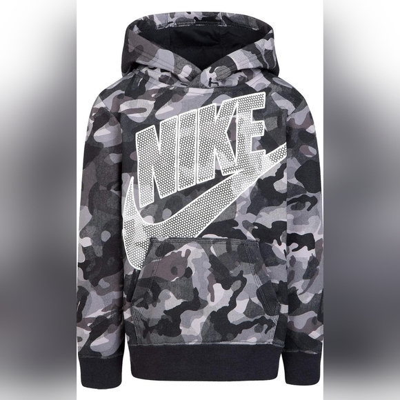 Nike Other - Nike Toddler Boys Camo Fleece Hoodie Black Gray Pullover Sz 2T